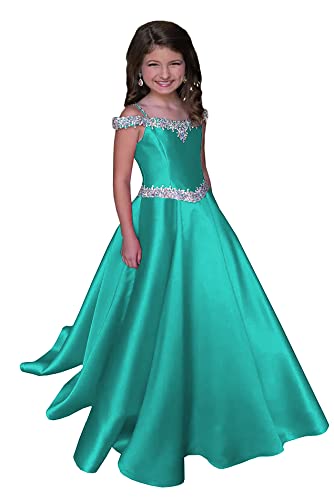 Girls Off The Shoulder Pageant Dresses Satin Long Princess Prom Party Dress Formal Gowns PY025
