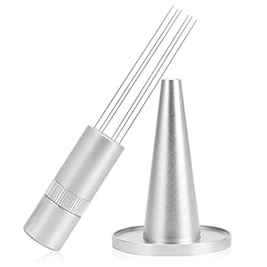 Kliplinc Drehbares Espresso-Kaffee-R¨¹Hrwerk WDT-Werkzeug Nadelverteiler Professionelles -Handverteilwerkzeug Silber