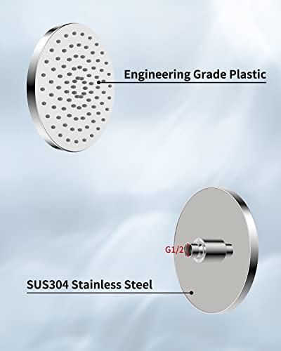 Hibbent Fixed Shower Head 8 Inch Rainfall Showerhead,High Pressure,Swivel Spray Angle, Voluptuous Shower Experience, Easy Installation, Replacement Shower Heads, Stainless Steel Cover,Chrome