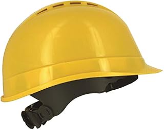Silent SL1470 Industrial Safety Helmet, Construction Hard Hat, Ventilated, 6 Point Harness, EN 397 & A1 Certified (Basic Wheel Adjustment, Yellow)