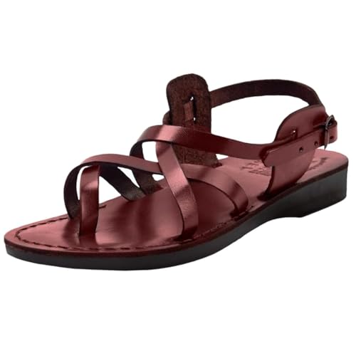 Holy Land Market Unisex Adults/Children Genuine Leather Biblical Sandals/Flip Flops/Slides/Slippers (Jesus - Yashua) Style IV