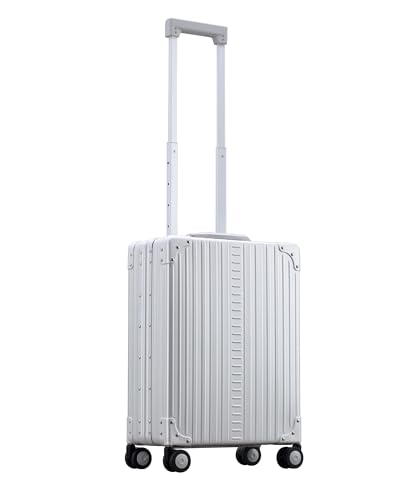 Image of All-Aluminum 21 inch Vertical Carry-On Business Briefcase, TSA-Approved Hardshell Case, Spinner Wheels, Laptop Compartment, Aluminum Frame Cabin Bag for Travel & Business, Durable & Sleek (Platinum)