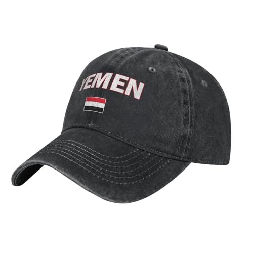 FAGIUCHI Casquette de baseball Yémen Cool Yémen Casquette de baseball en coton denim lavé Unisexe Casquettes vintage, Noir , 7 1/8-7 1/4