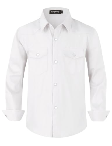 Image of Spring&Gege Boys Long Sleeve Western Cowboys Pearl Snap Button Down Shirts (3-14 Years)