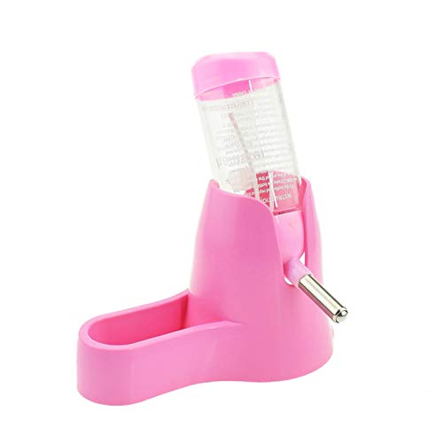 Hamster Water Bottle Holder 80ML Dispenser With Base Hut Small Pet Nest Accessories Automatic Water Device Water dispenser automatic pet bottle for hamsters, rats, guinea pigs, white rabbits (pink) - Image 3