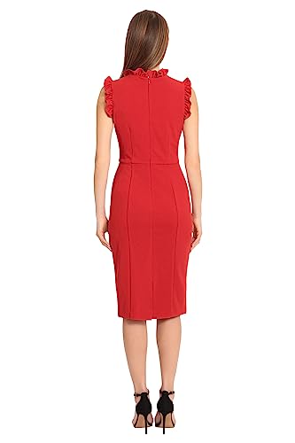 Image of Maggy London Womens Ruffle Neck and Armhole Sheath Dress