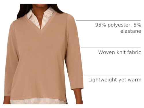 Image of Adrianna Papell Women's Print 3 /4 Sleeve Open Vneck Knit Twofer