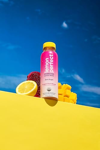 Lemon Perfect, Hydrating Organic Lemon Water, Zero Sugar, Flavored Water, Squeezed from Real Fruit, Plastic Neutral, No Artificial Ingredients, Dragon Fruit Mango (12oz Bottles) 12pk - Thumbnail 7