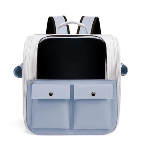 TIKHJ 外出用のポータブル猫用バックパック、通気性とストレス解消に 外出用の猫用ケージと犬用バッグ、オールシーズン対応のペット用バックパック (ヘイズブルー)