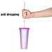 ALINK 12PCS Reusable Clear Pink Glitter Straws, 11