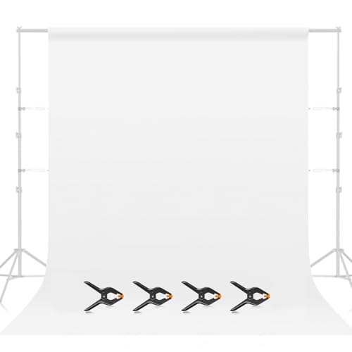 Image of EMART 7x10 ft White Backdrop for Photography, Large Party Photo Background Curtain Drapes, Washable Polyester Fabric Back Drop Screen Sheet for Birthday Video Studio Portrait Photoshoot