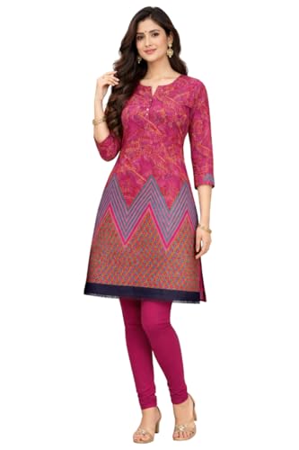 Image of Women's Cotton Blend Unstitched Kurti Set for Women | A-Line Style Dress Material | 2-Piece Traditional Ethnic Wear Suit Fabric