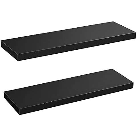 STOREMIC Floating Shelves Black Shelves 60cm, Set of 2 Shelves Easy to Install, Modern Decorative Wall Shelves with Large Storage for Bedroom, Bathroom, Home Office, Living Room Cover
