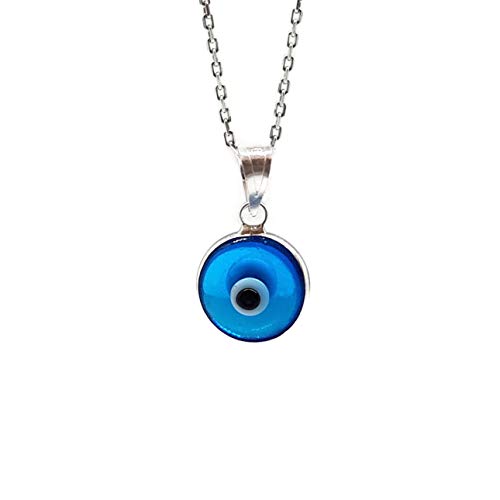 MYSTIC JEWELS by Dalia – Collier en Argent Sterling 925 avec œil en Cristal Bleu pour Bonne Chance – Chaîne de 40 à 45 cm de Long pour Noël, Mariage,...
