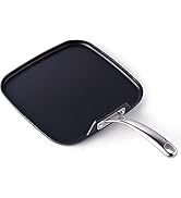 Frigideira quadrada antiaderente padrão Cooks 28 x 28 cm, panela anodizada rígida para grelha, preta