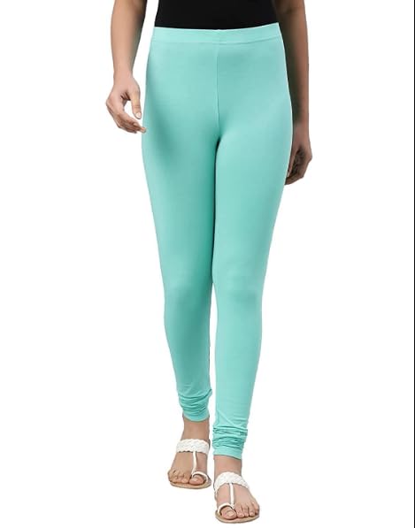 kanna fabric Stretchable Nylon Elasthane Fabric Ankle Length Shimmer Leggings for Women (Aqua Blue)-picture-29