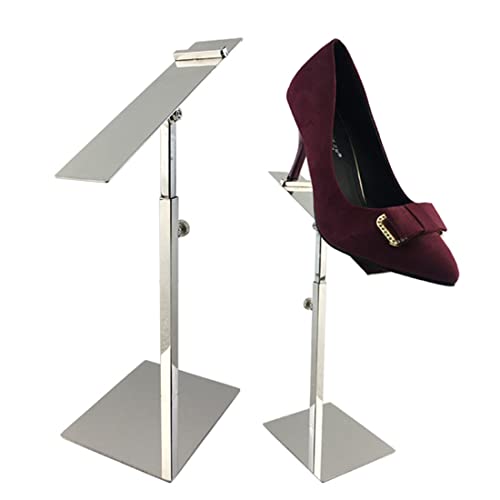 VIDAYA Silver Display Stand, Stainless Steel Shoe Risers Countertop Adjustable Retail Supplies, Rack Set of 2