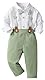 Happy Cherry - Jungen Taufanzug Hochzeitsanzug Baby für Zeremonie Festliche Kleinkinder Kinderanzug Formal Outfit Hemd Hemd Hose Krawatte Hosenträge für Winter Frühling Herbst - 9-12 Monate - Grün