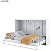 Lenart Closet Bed - Wall Bed Concept Pro CP02 120 x 200 cm - Closet with integrated folding bed - Functional bed (White Matt/White Shiny