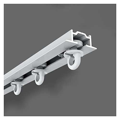 Riel de cortina de techo de aluminio para montaje oculto, blanco y negro, riel deslizante empotrado para balcón divisor de privacidad, barra recta con kit completo (color: blanco, tamaño: 518,1 cm)