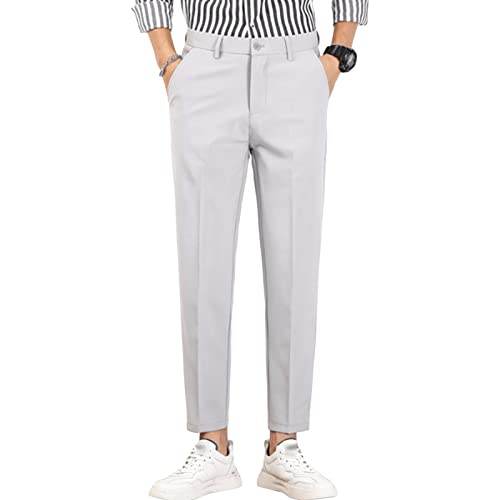 Men'S Slim Fit Stretch Flat Front Pant Comfort Straight Fit Pant Casual Pants Dress Pants Skinny Suit Pants (38,Light Grey 1), Light Grey 1, 38