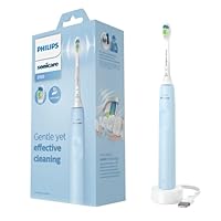 Philips Sonicare 2100 Rechargeable Electric Toothbrush with Smart Brush Timer 2 Intensity Settings, 14-day battery life, slim and egonomic design, Light Blue, HX3651/32