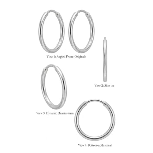 Image of Parnika MJ 925 Medium Size 15mm Diameter Bali Hoops Silver Earrings in Pure 92.5 Sterling Silver for boys /girls /men /women