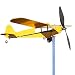 Veleta de avión J3 Cub | Veleta de 7,9 pulgadas/12,6 pulgadas para cobertizo de jardín, molinillo de viento de avión de metal decorativo con inserción de tierra | Avión clásico al aire libre de molino