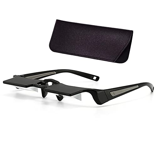 Sigvetan Lazy Glasses Laying Down Light Prism Glasses Light-weight 90Angle Prism Glasses Neck Relaxer for Lying down Reading and Watching Tv/Phone(Grey)