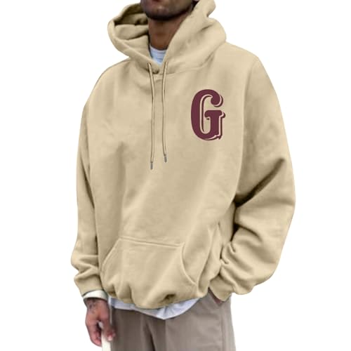 Oversized Hoodies Sweatshirt For Men - Retro Letter Print Casual Graphic Hoodie Drop Shoulder Pullovers Fashion Holiday Daily4