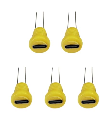 Image of 5Pcs USB-C Female to 2-Pin DIY Power Adapter - 5V Power Supply Breakout Connector for Breadboards, LED Strips, and Custom Electronics Prototyping - Yellow