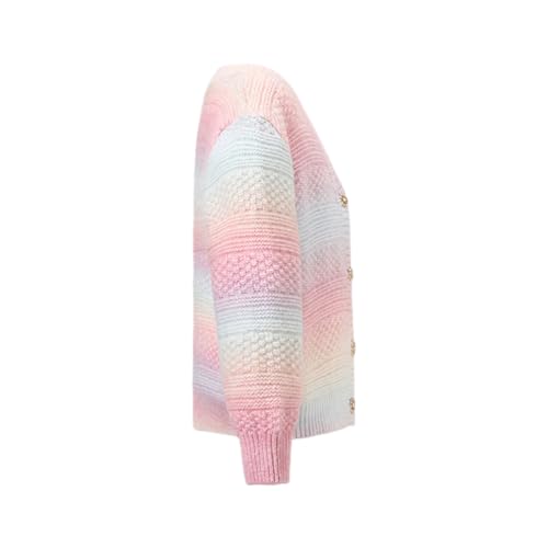 Kids Sweater Long Sleeved Knitted Top Rainbow Colored Knitted Buttoned Uniforms Cardigan Jacket Crew Neck Sweater Outerwear3