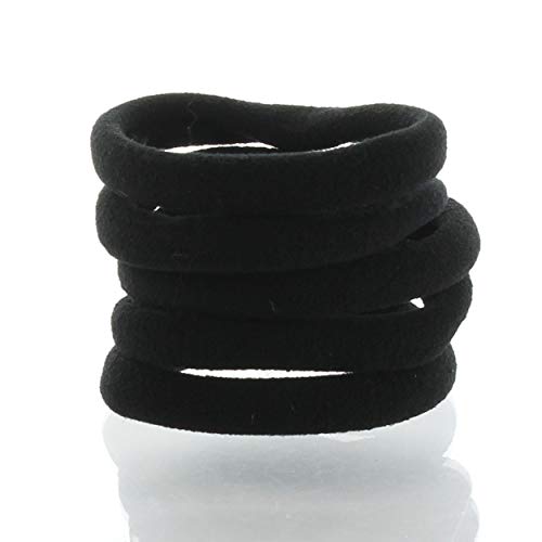 My Lello Large Thick Premium Elastic Ponytail Hair Bands - Seamless - Black 100pcs