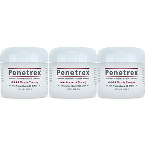Penetrex Joint & Muscle Therapy, 2 Oz. Cream (Pack of 3) â€“ Intensive Concentrate for Soothing Relief & Recovery with Arnica, Vitamin B6 & MSM (DMSO2) for Your Back, Neck, Knee, Hand, Shoulder, Foot