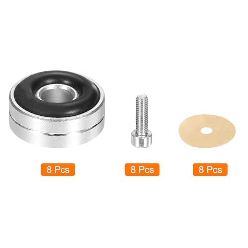 MECCANIXITY 8 Pcs Subwoofer Isolation Pad 20x8mm Silver, Pies de Aislamiento para Altavoz con Tornillos M3 miniatura 3