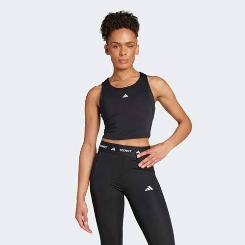 adidas Women's Techfit Cropped Training Tank Top, Black, M