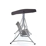 Mendler Hollywoodschaukel HWC-D62, Gartenschaukel Hängeschaukel Bank, 3-Sitzer verstellbares Dach 216x196x130cm grau - 4