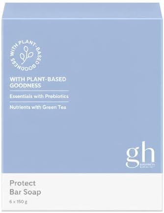 Protect Vegan Bar Soap Sulfate Free - 6 Pack (6 x 150 g / 900 g) | Deep Clean & Odor-Neutralizing Body Soap with Prebioticst, Green Tea and Rosemary, for Face, Body and Hand