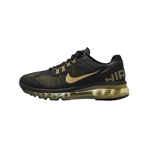 Nike Air Max 2013 Big Kids' Shoes (555426-005, Black/Infinite Gold/Metallic Gold) Size 7