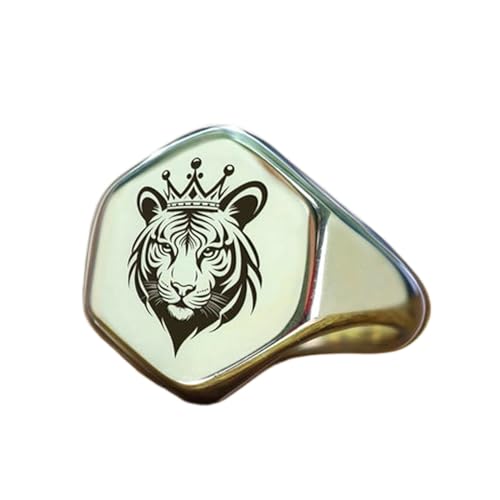 Bague tigre couronnée en argent 925, chevalière homme style vintage de haute qualité