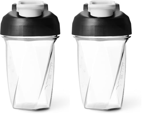 Image of YETI Yonder Helimix Vortex Blender Shaker Bottle Holds up to 20oz | No Blending Ball or Whisk | USA Made | Portable Pre Workout Whey Protein Drink Shaker Cup | Dishwasher Safe, Clear (Pack of 2)