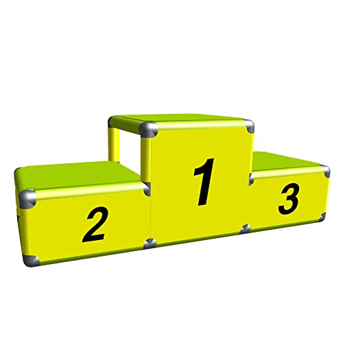 Podium gagnant Moveandstic - Piédestal de course pour enfants - Inclus tubes, raccords, plaques et instructions de montage - Vert Pomme-jaune - 125 x 45 x 45...