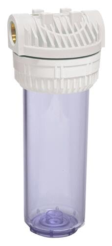 AQUAWATER - Filtro Simple Vacío 107221 - Dimensión Estándar 9''3/4 - Para Tratamiento de Agua - Incluye Soporte y Llave de Afloje - Blanco - Ø9.75 x 25 cm - Caudal Máx 1.5 m3/h