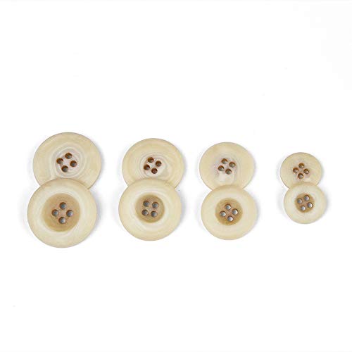 Set of 11 Blake Matte Cream & Tan Vintage-Look Suit and Coat Buttons in Two Sizes, Made in Italy2