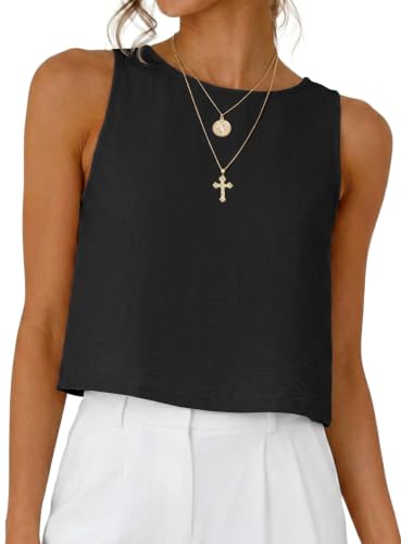 Womens Casual Crop Tank Tops 2026 Summer Beach Sleeveless Spring Tops Vacation Outfits