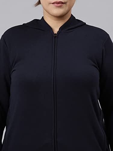 Image of The Pink Moon Women's Solid Plus Size Hoodie Jacket - (Jckt 036 Navy)