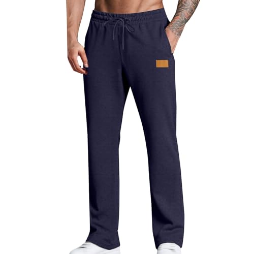 Mens Sweatpants Casual Straight-Leg Jogger Pants Loose Drawstring Waist Fitness Pants High Waisted Yoga Trousers - Main Image