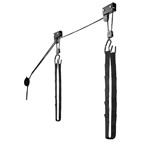 Image of RAD Sportz Kayak Storage Hoist - Overhead Pulley System with 125lb Capacity for Canoes, Bikes, Ladders, and More - for up to 12-Foot Ceilings