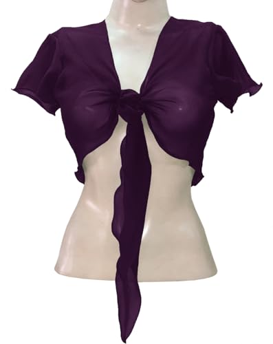 Image of Indian Trendy Women's Chiffon Short Sleeve Tie Top Choli Blouse Belly Dance Gypsy Tie Front Cardigan Tops