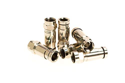 SATMAXIMUM RG6 F Type Compression Connector, All-Metal Coaxial Fitting Plug for Satellite & Cable TV – Compatible with Standard Compression Tools, 0.3 MHz to 3 GHz Range (30 PCS)